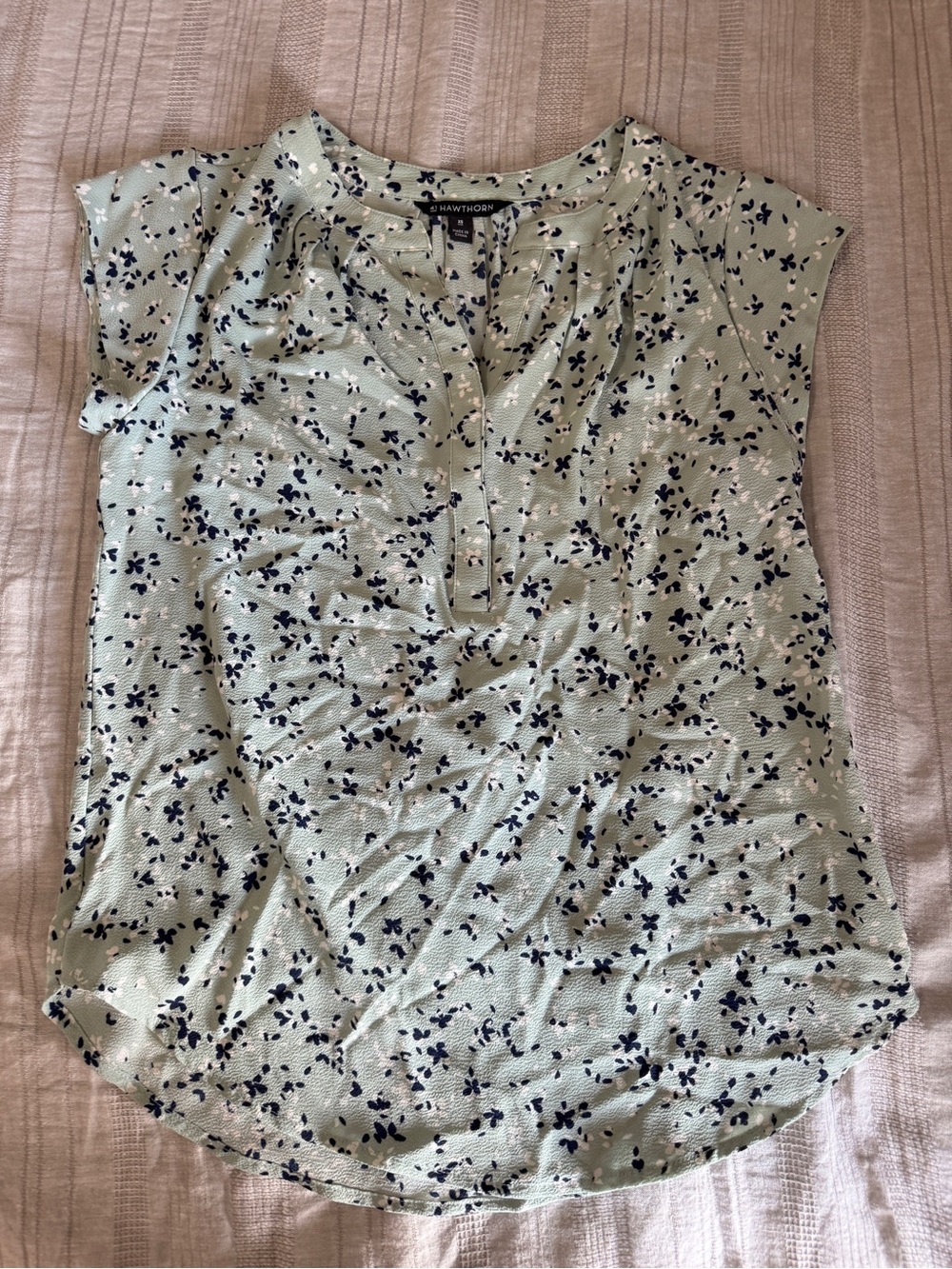 Mint Floral Cap-Sleeve Blouse